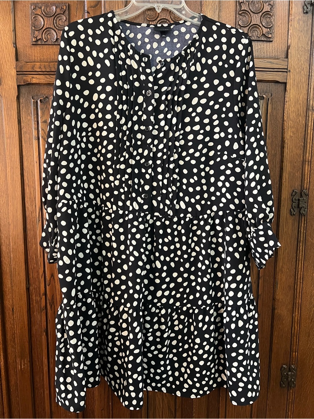 Who What Wear Black White Polka Dot Tiered Dress Size XL